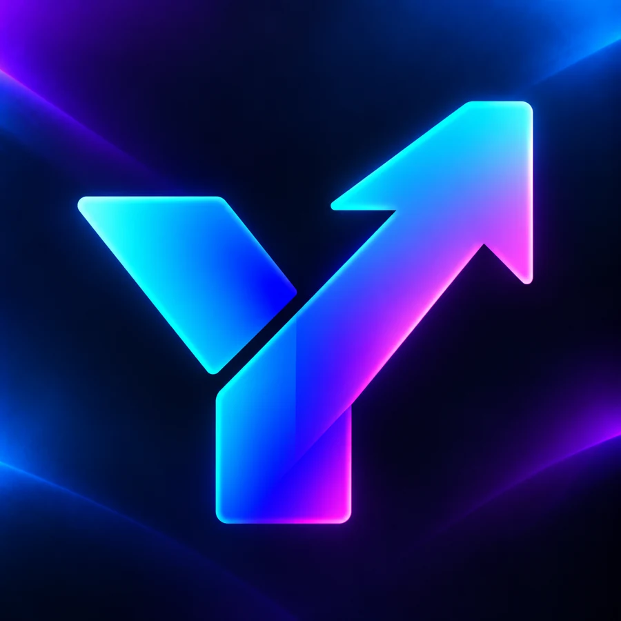YapLite Y-arrow emblem on a blue and purple background